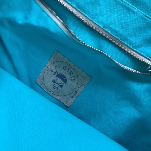 NWOT St Barts Burlap & Leather Beach Bag - Picture 3 of 7